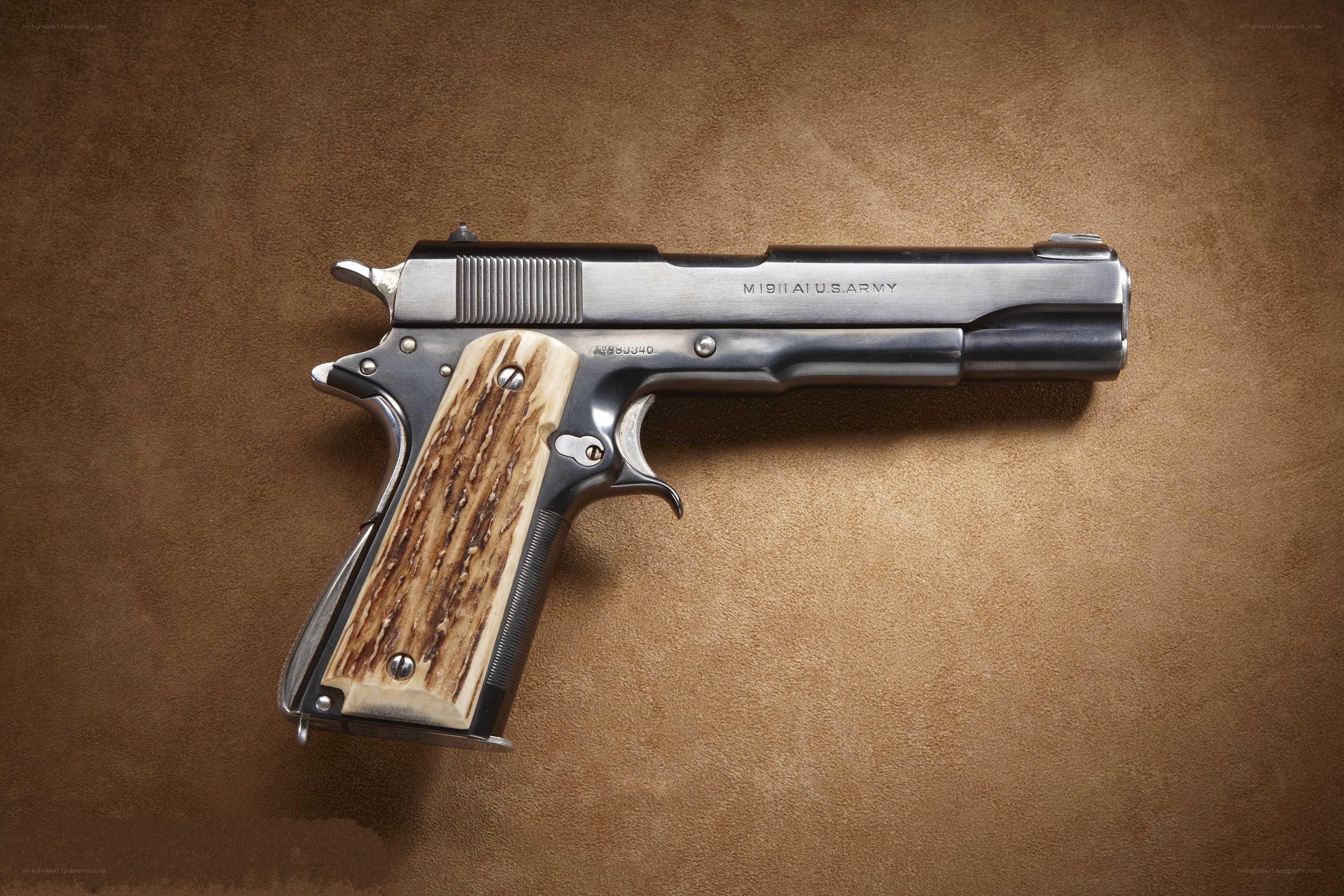 Custom 1911 pistol with bone grips