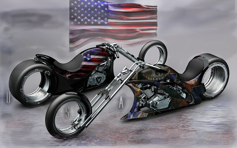 Custom American Flag Motorcycle