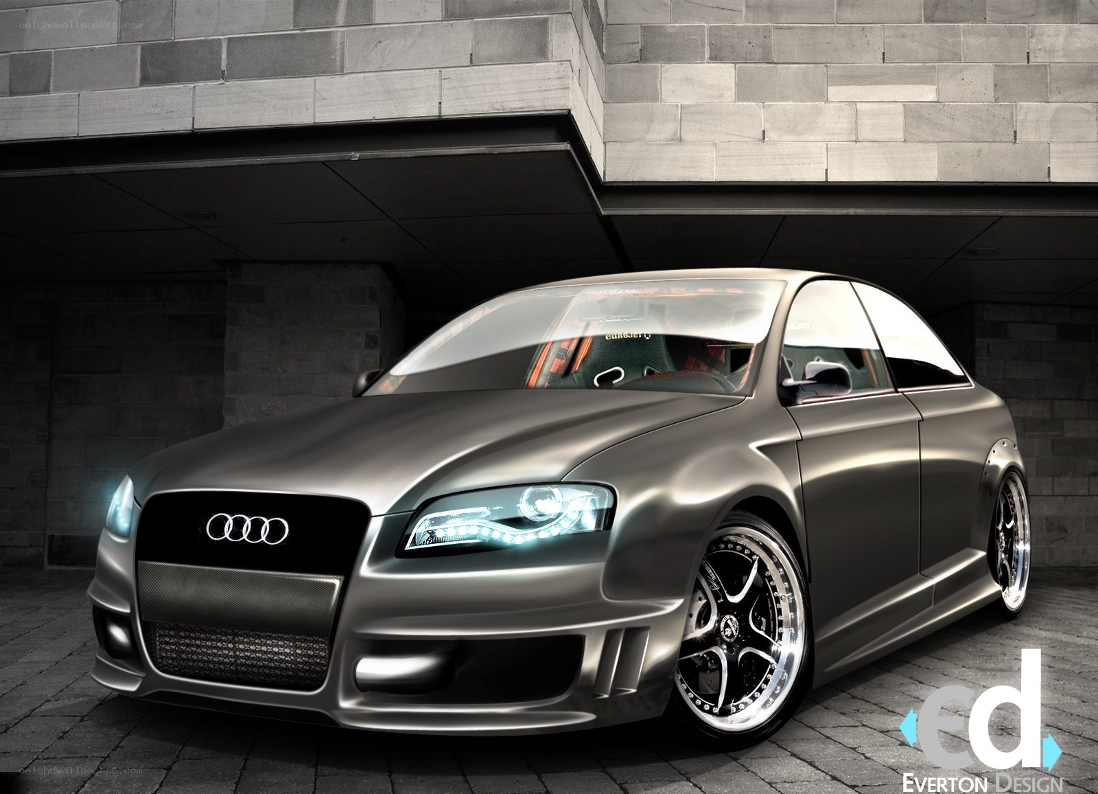 Custom Audi car in garage