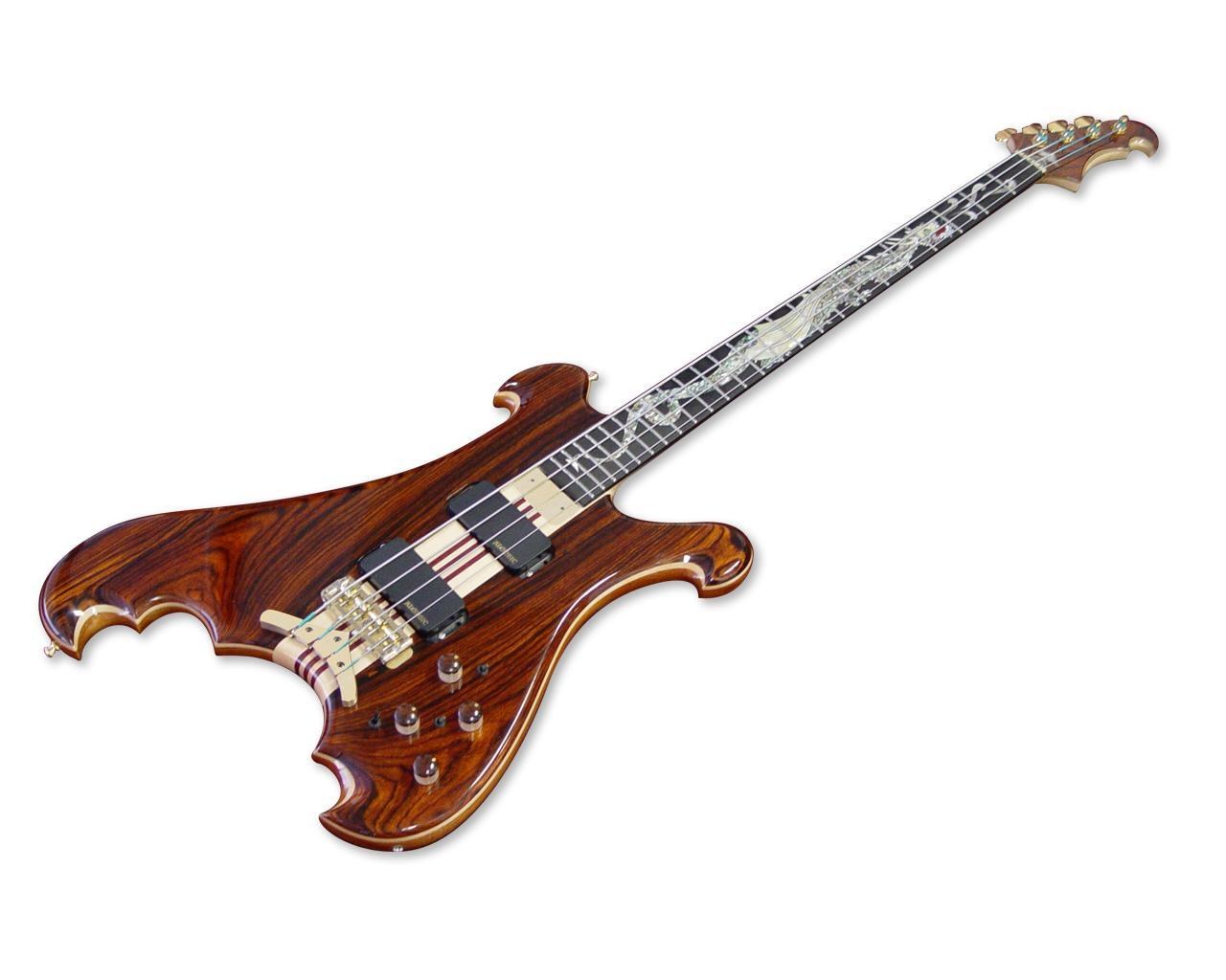 custom bass guitar with inlay