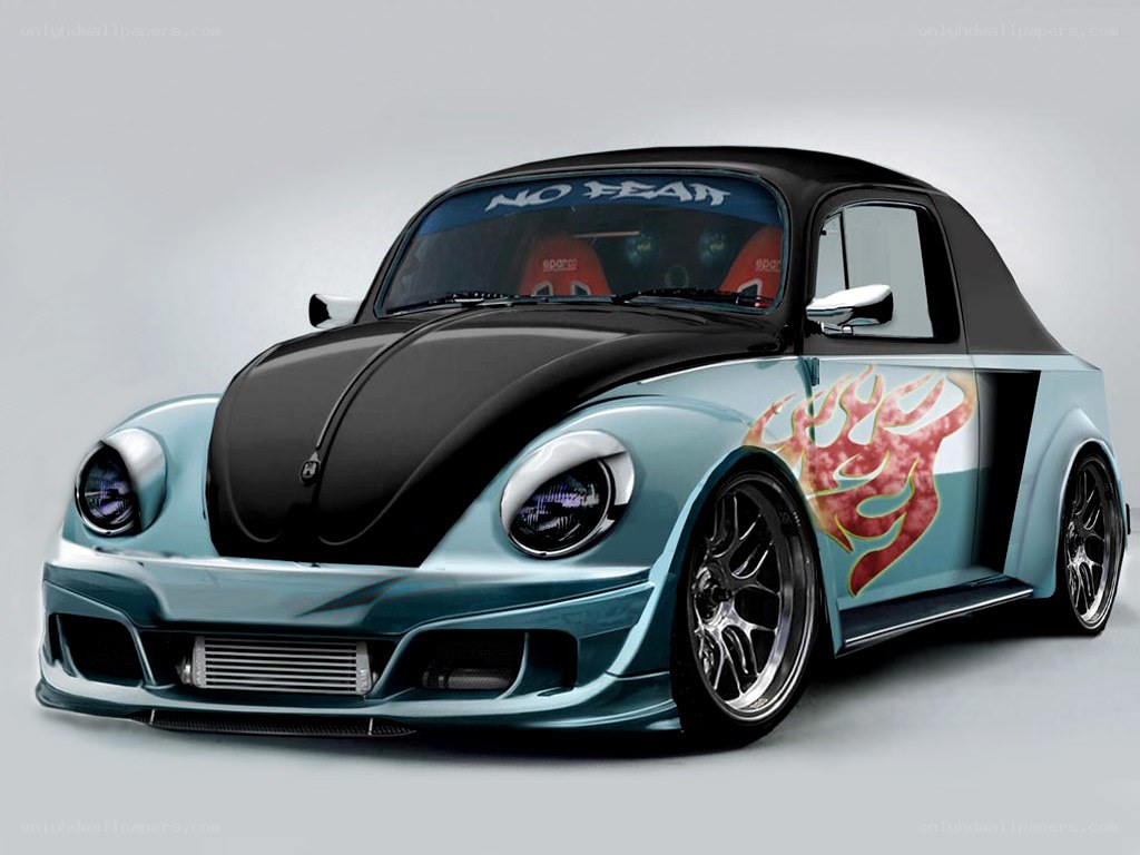 custom beetle with flame design