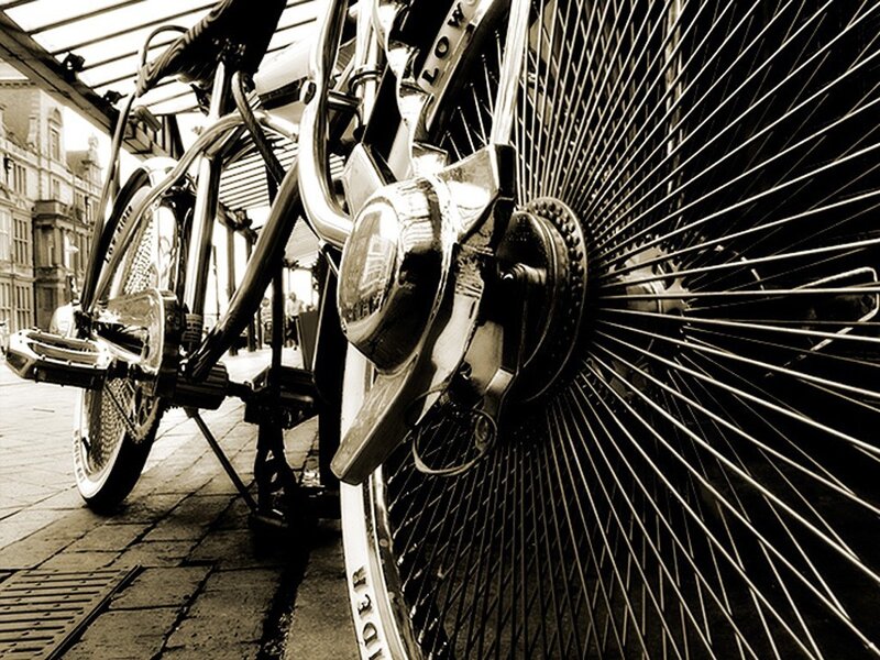 Custom bicycle with spoked wheel