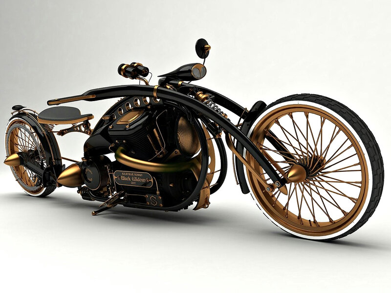 Custom Black and Gold Motorcycle