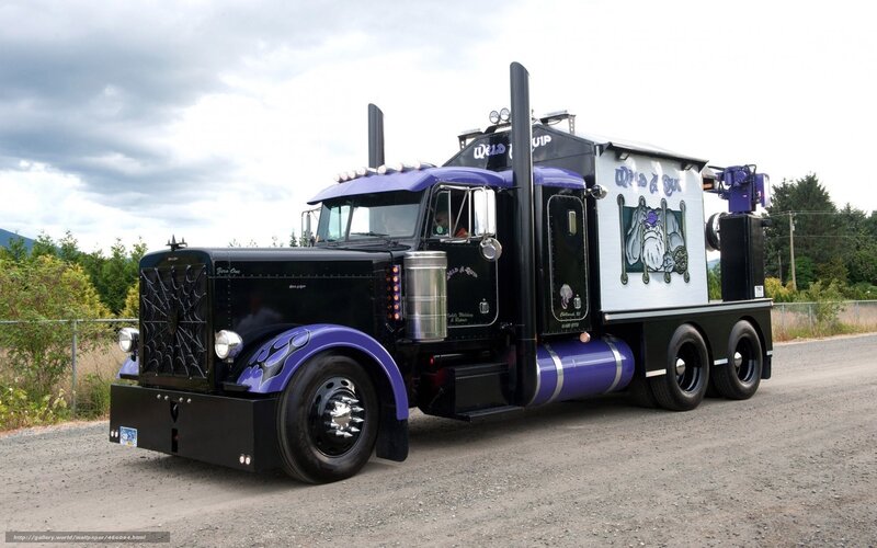 custom black and purple semi-truck