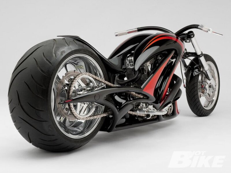 Custom Black and Red Motorcycle — Dramatic