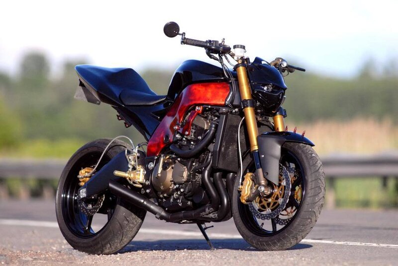 custom black and red motorcycle