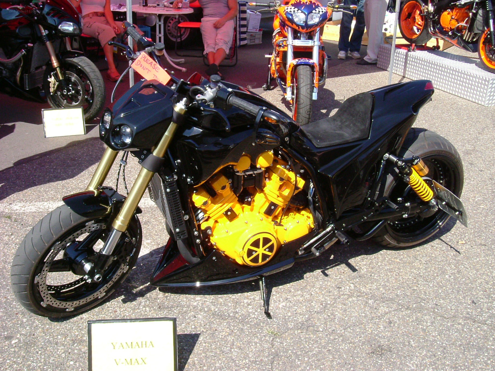 Custom black and yellow motorcycle