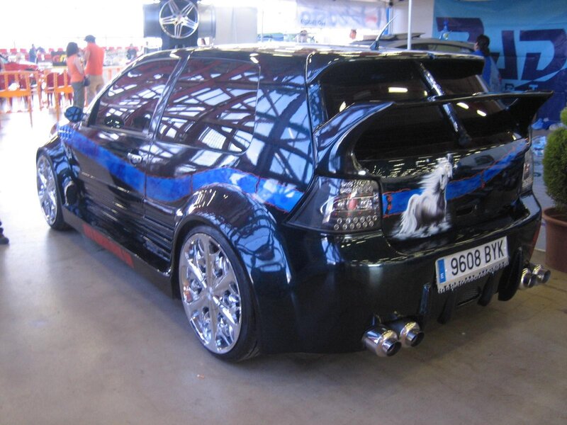 custom black car with horse decal