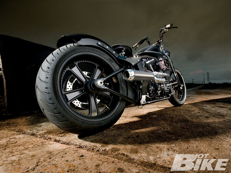 Custom Black Chopper Motorcycle — Dramatic