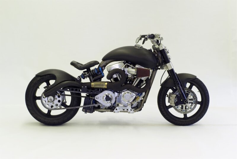 Custom Black Motorcycle — Neutral, Photograph, Engine