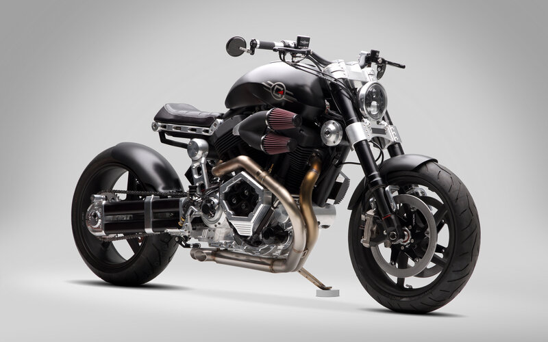 Custom Black Motorcycle — Neutral, Photograph