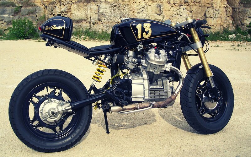 Custom Black Motorcycle — Outdoor, Afternoon, Photograph