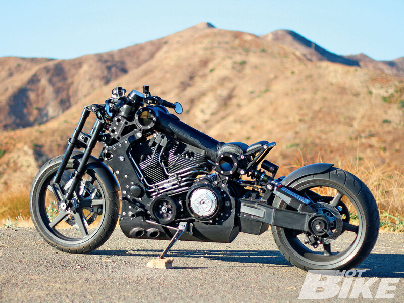 Custom Black Motorcycle — Outdoor, Afternoon