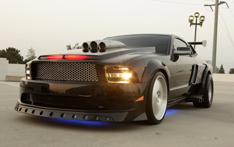 custom black muscle car