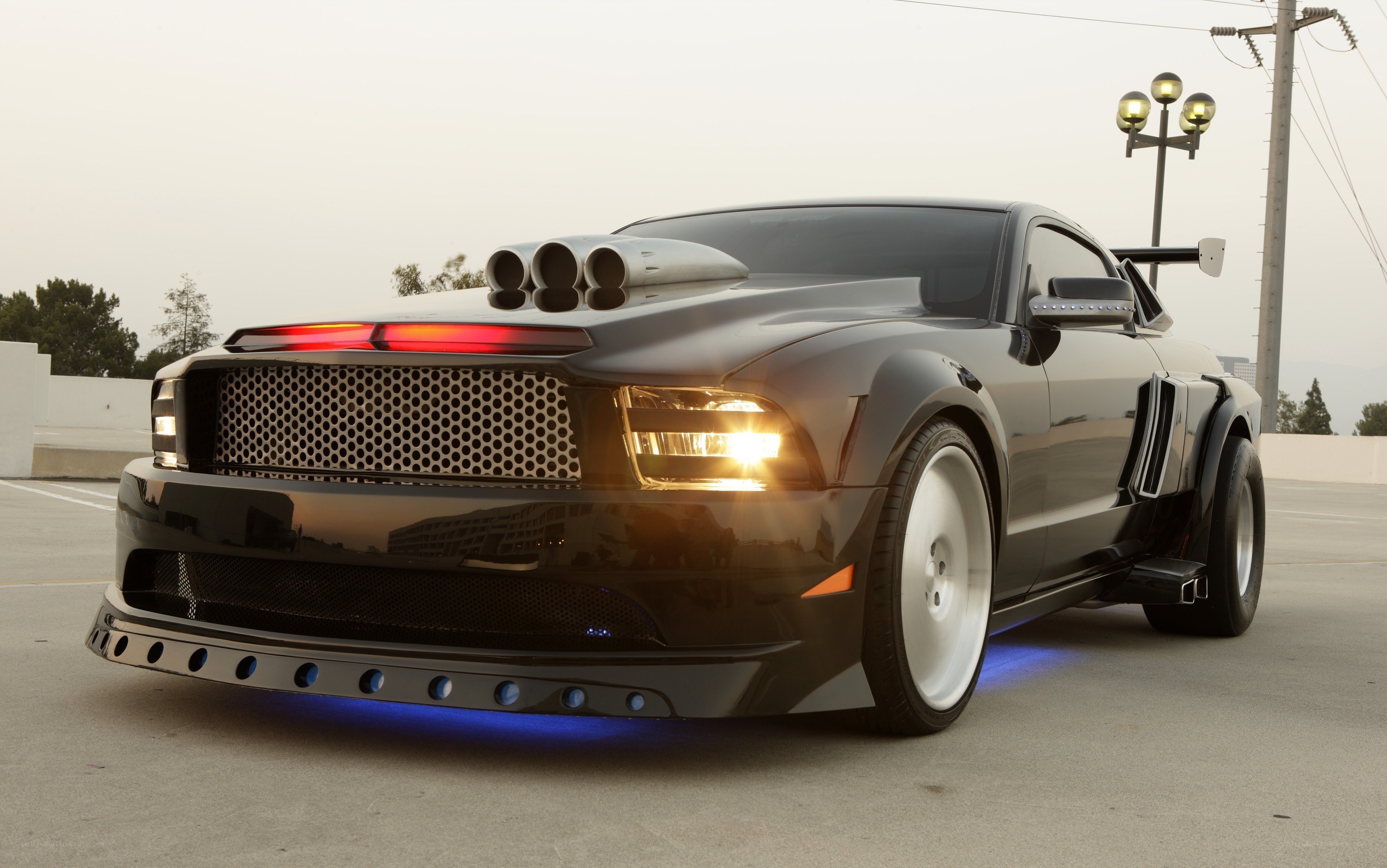 custom black muscle car
