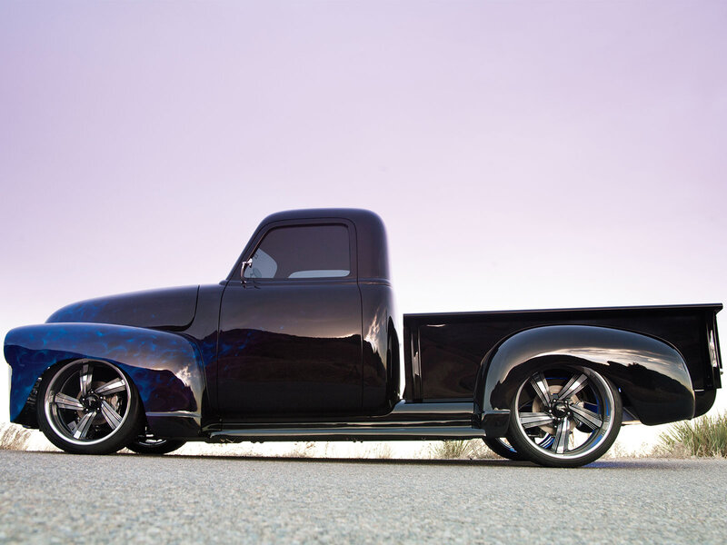 Custom Black Pickup Truck — Dramatic, Sunset