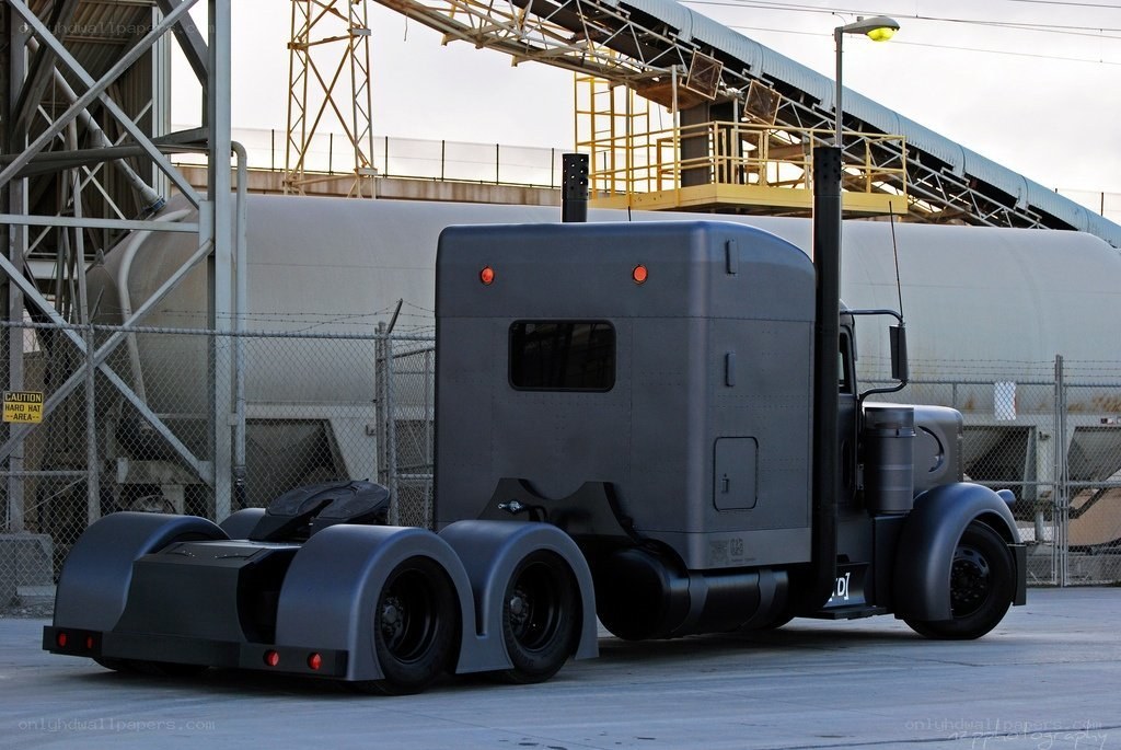custom black semi-truck