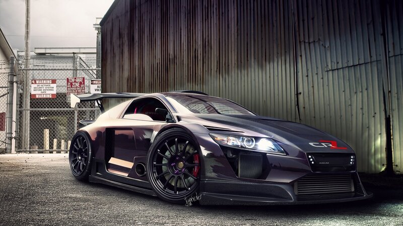 Custom Black Sports Car — Dramatic