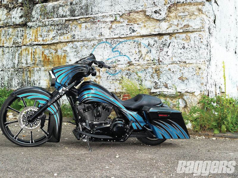 Custom Blue and Black Motorcycle