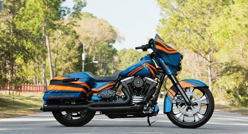Custom Blue and Orange Motorcycle