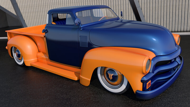 Custom Blue and Orange Truck