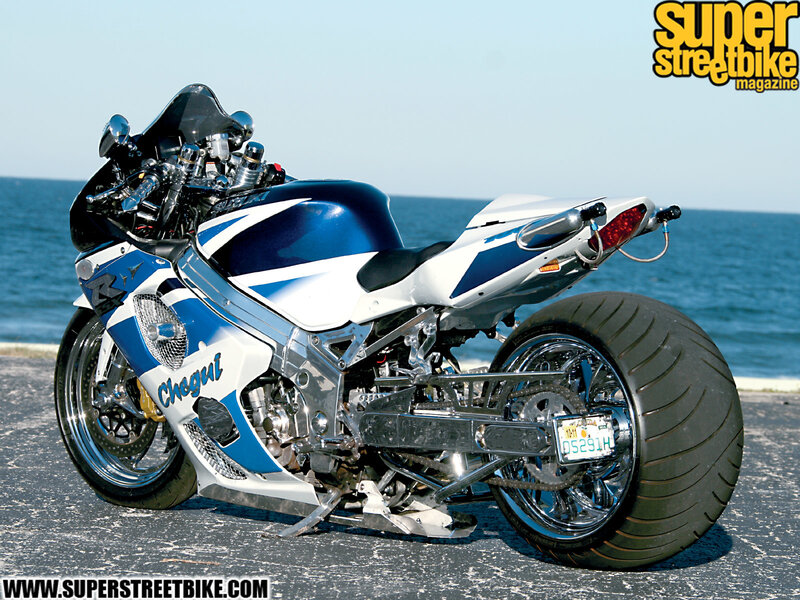 Custom Blue and White Motorcycle