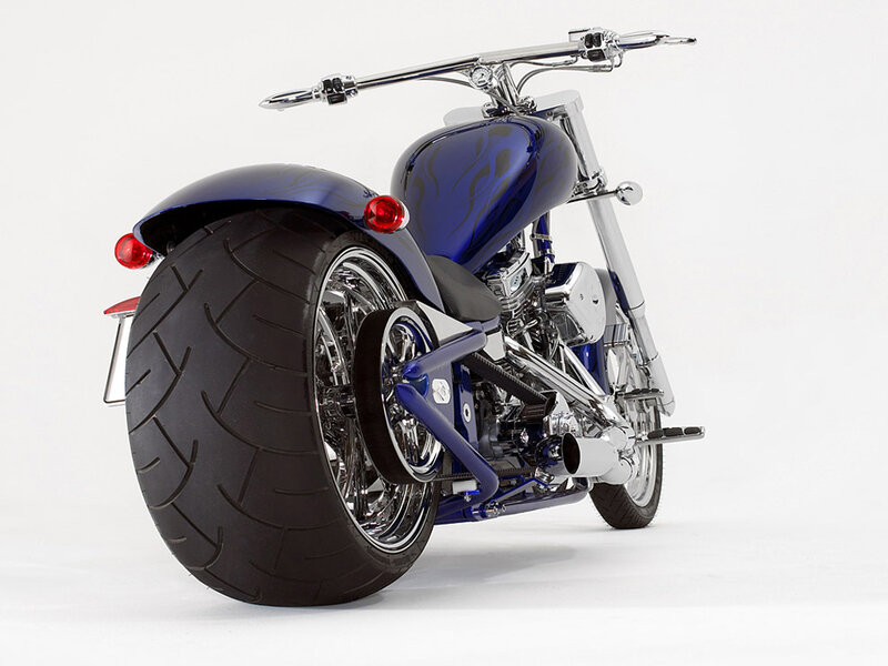 Custom Blue Chopper Motorcycle — Neutral, Photograph, Fuel Tank