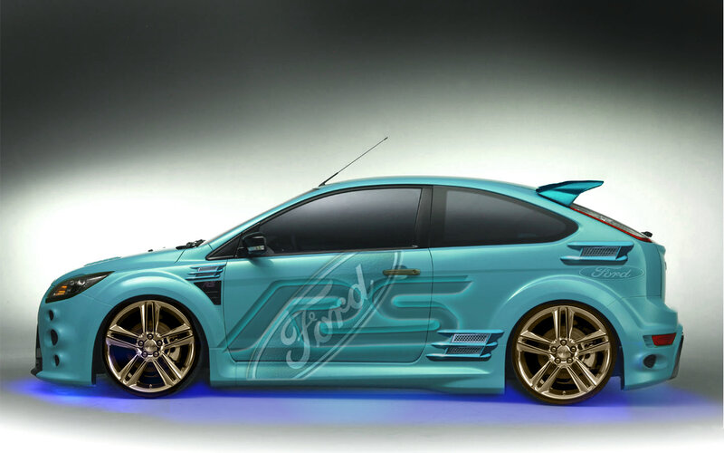 custom blue Ford Focus