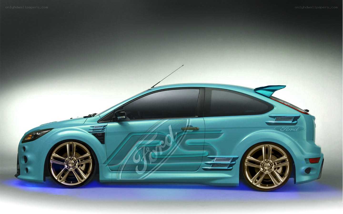 custom blue Ford Focus