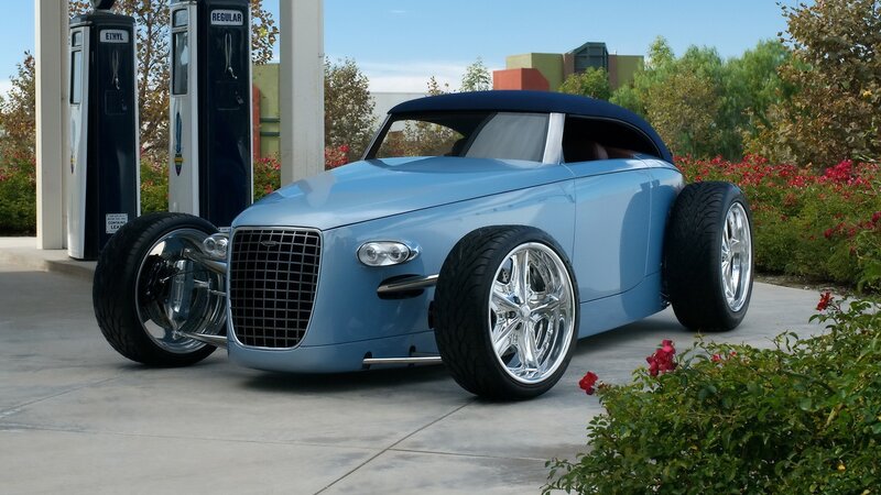 Custom Blue Hot Rod — Calm, Afternoon