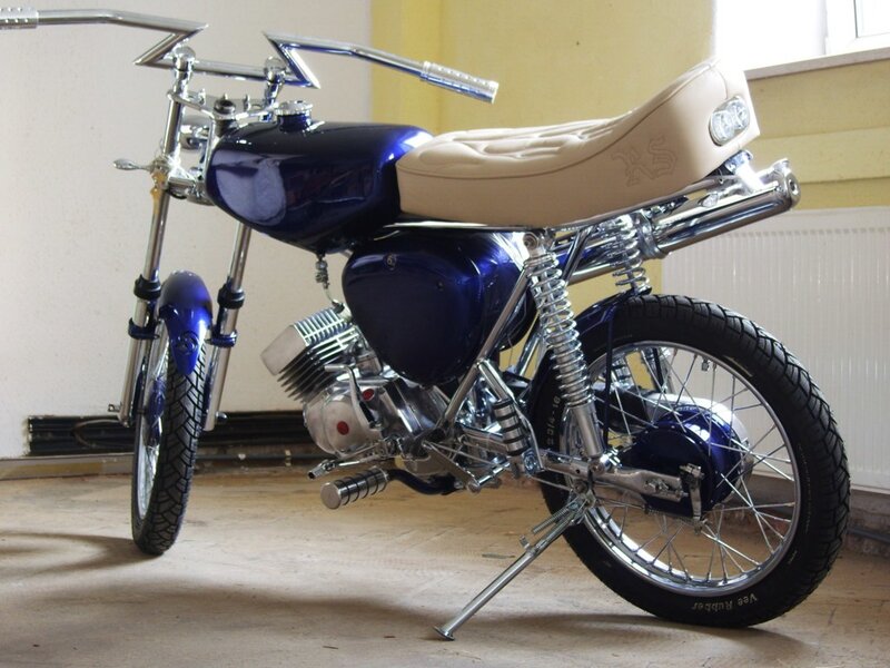 custom blue motorcycle