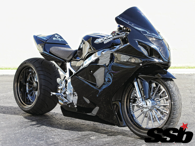 Custom Blue Motorcycle — Black