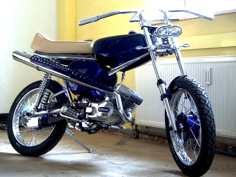 Custom Blue Motorcycle — Neutral, Photograph, Seat, Engine, Radiator