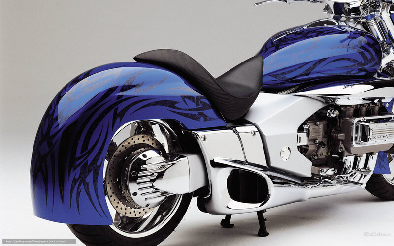 Custom Blue Motorcycle — Neutral, Photograph, Seat