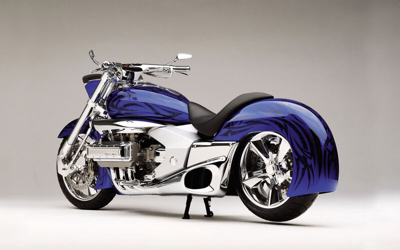 Custom Blue Motorcycle — Neutral, Photograph