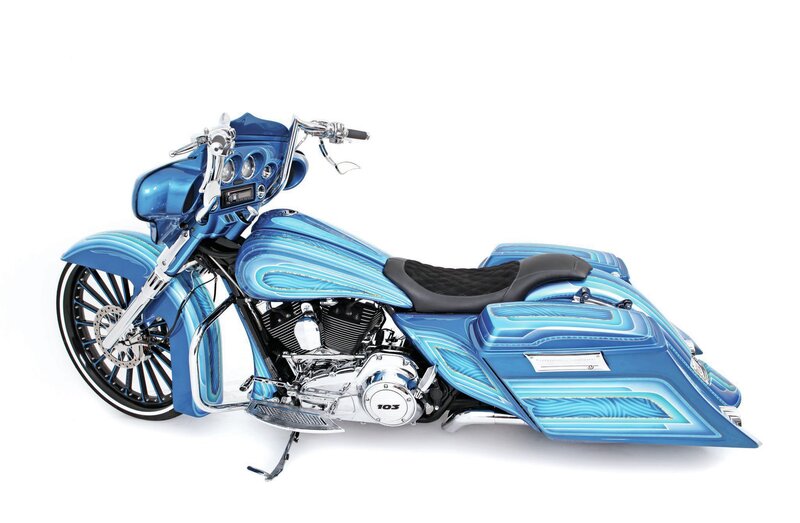 Custom Blue Motorcycle — Showcase, Photograph