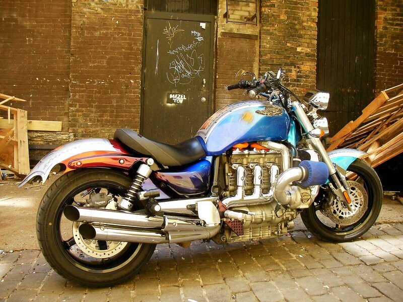 Custom Blue Motorcycle — Urban