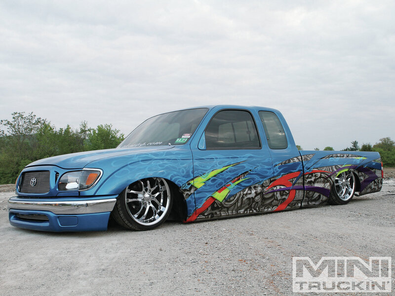 Custom Blue Pickup Truck — Calm, Afternoon, Photograph, Grille