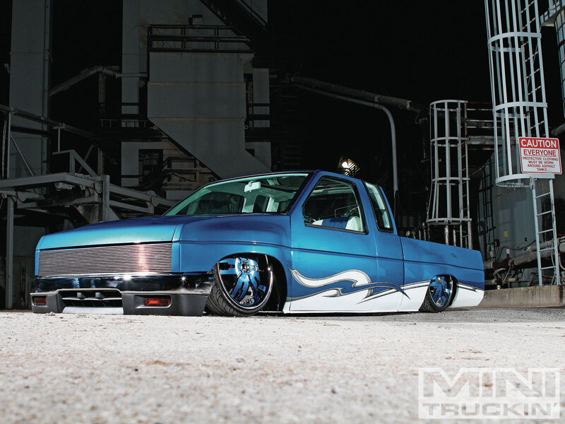 Custom Blue Pickup Truck — Dramatic, Night