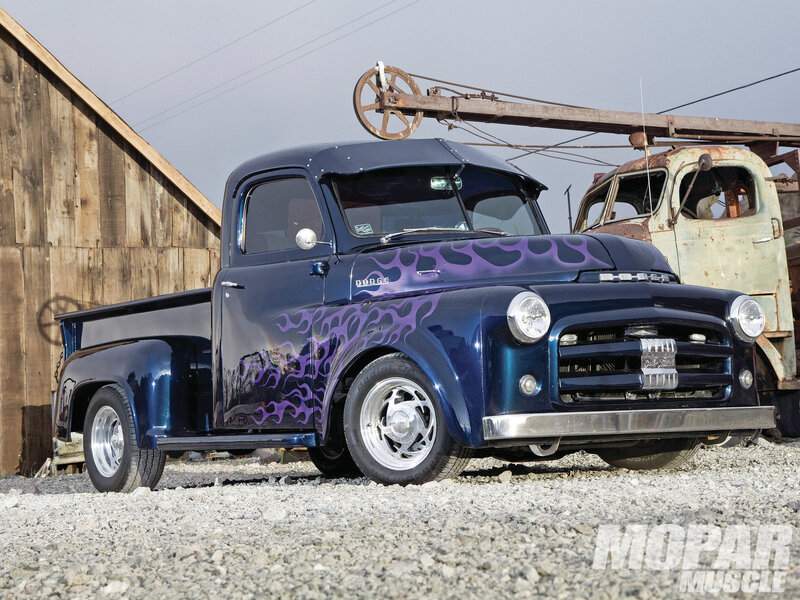 Custom Blue Pickup Truck — Industrial, Afternoon