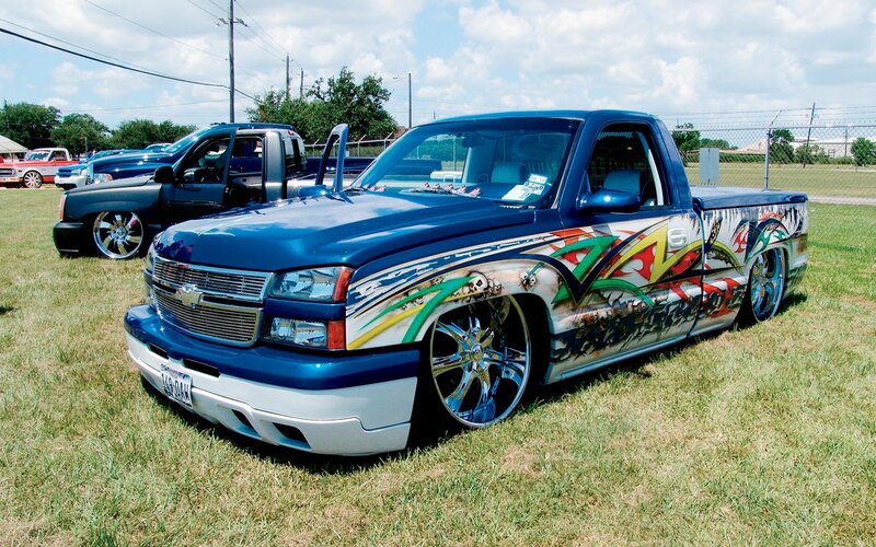 Custom Blue Pickup Truck — Outdoor