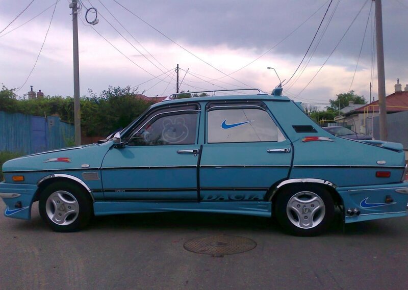 custom blue sedan car