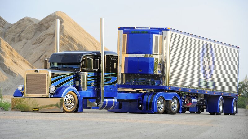 Custom Blue Semi-truck — Dramatic, Afternoon, Photograph