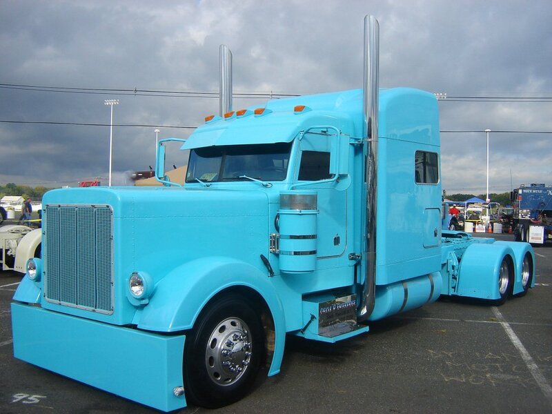 Custom Blue Semi-truck — Overcast