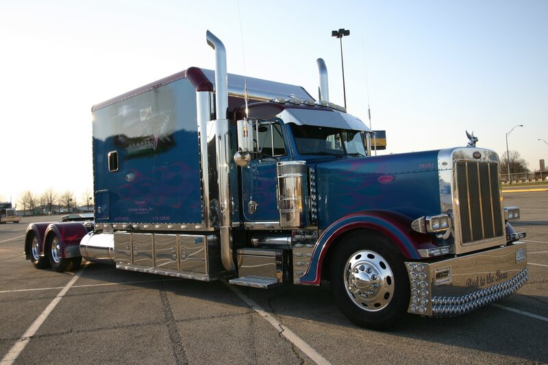 custom blue semi-truck