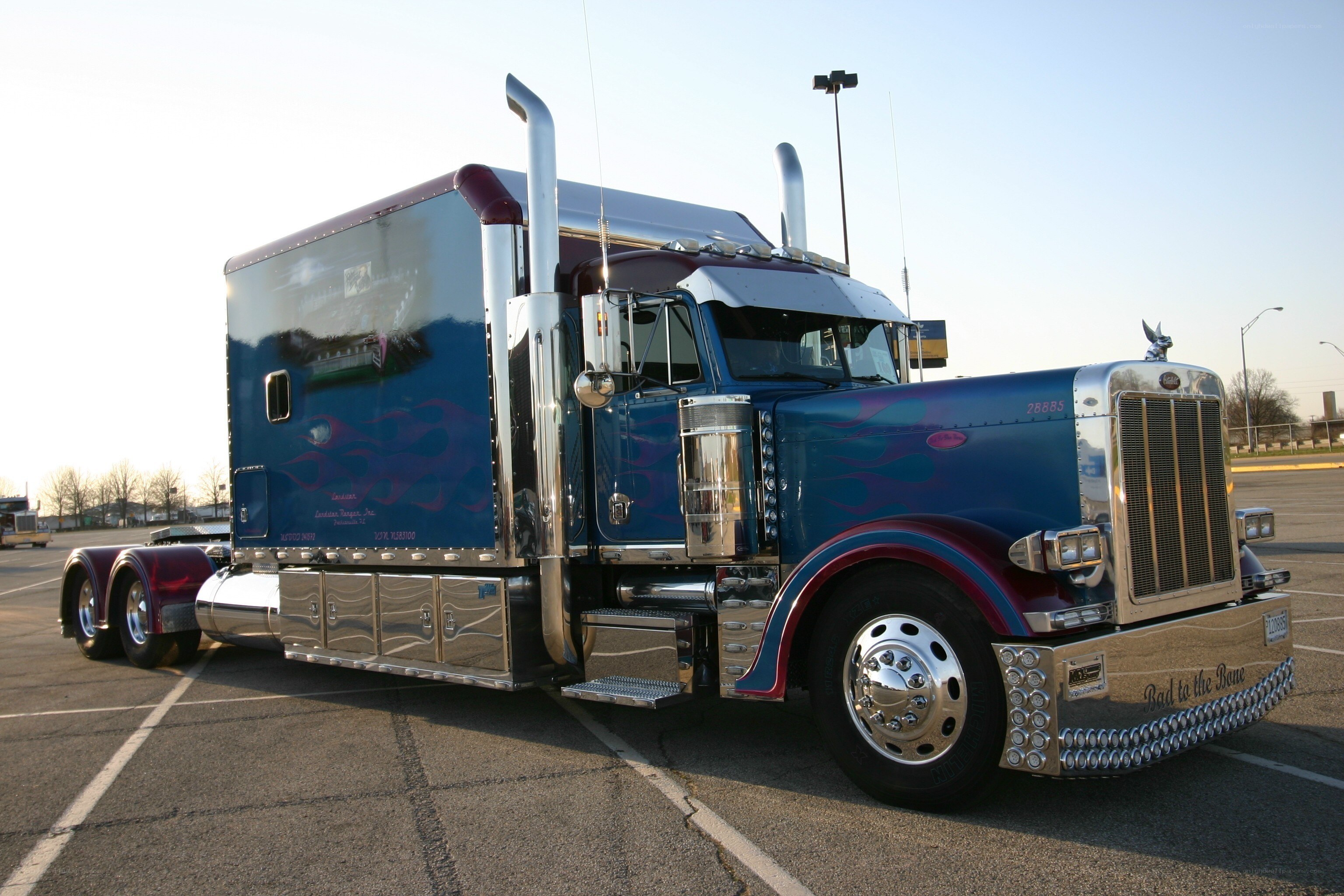 custom blue semi-truck