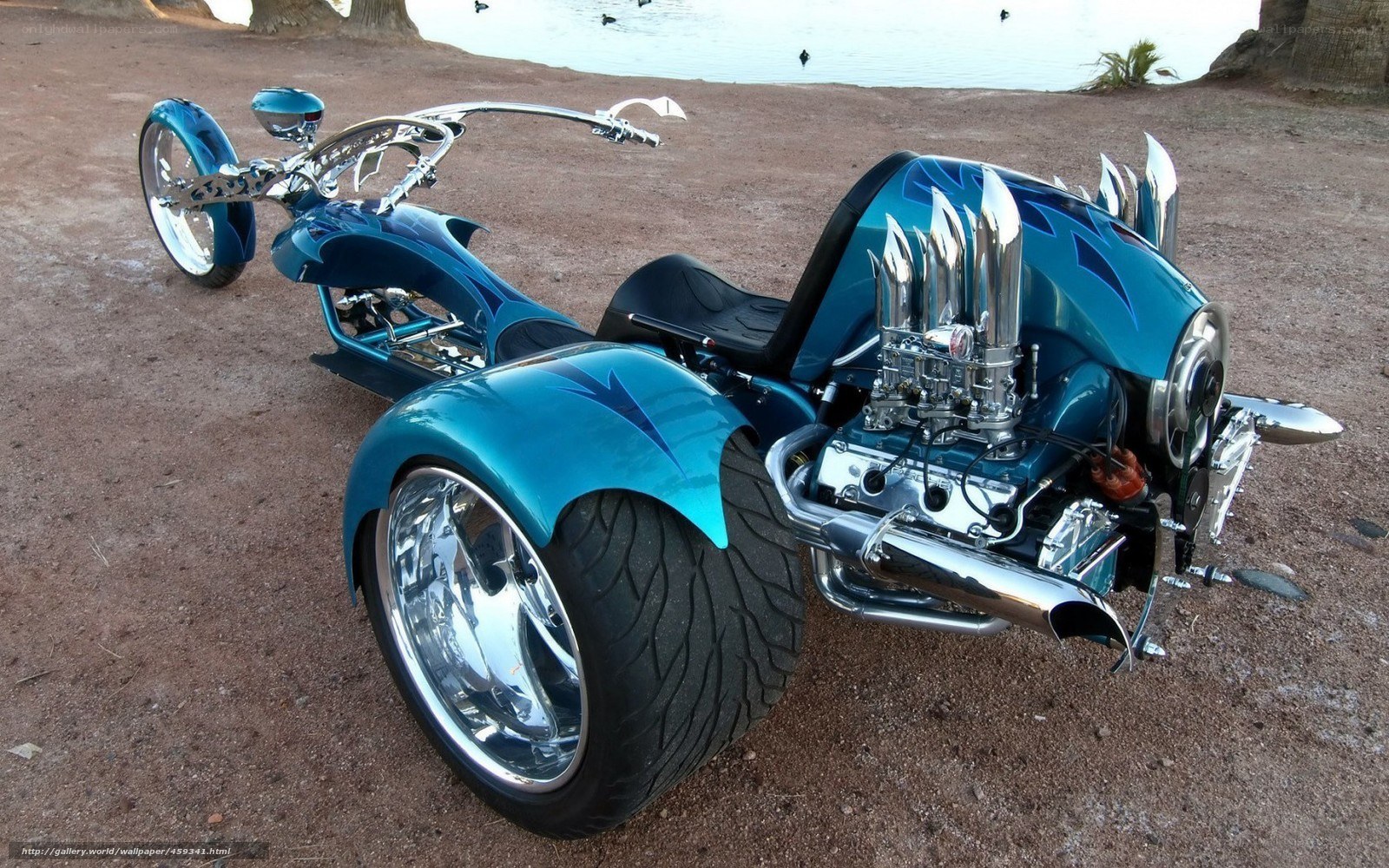 Custom blue trike motorcycle
