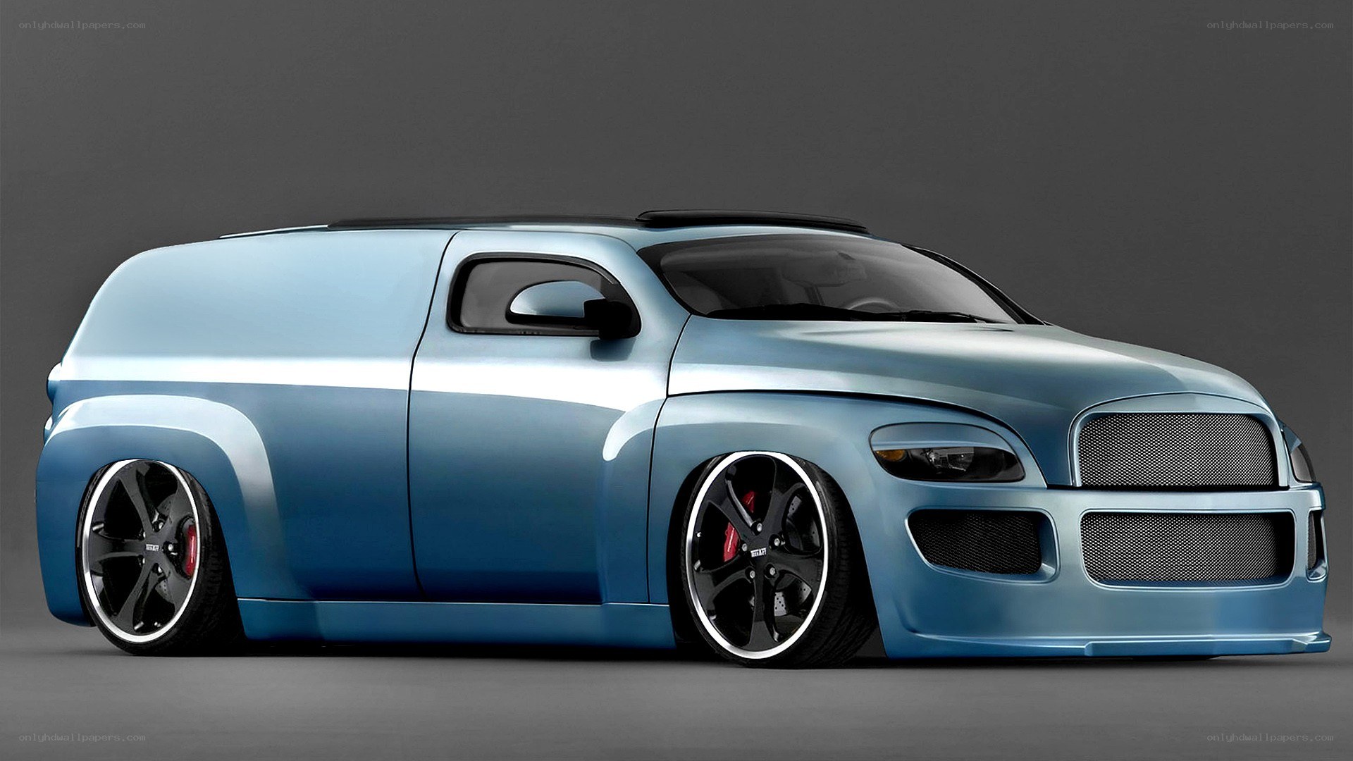 custom blue van car