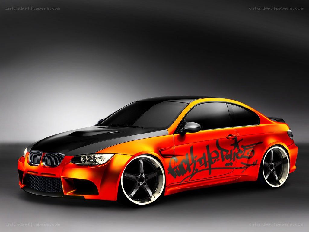 custom bmw coupe with flame design