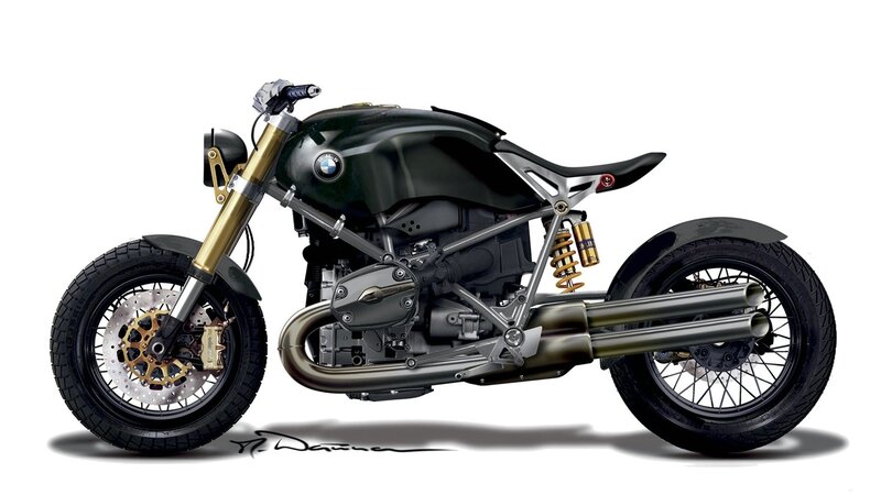 Custom BMW Motorcycle — Black, Clean, Modern, Digital Art